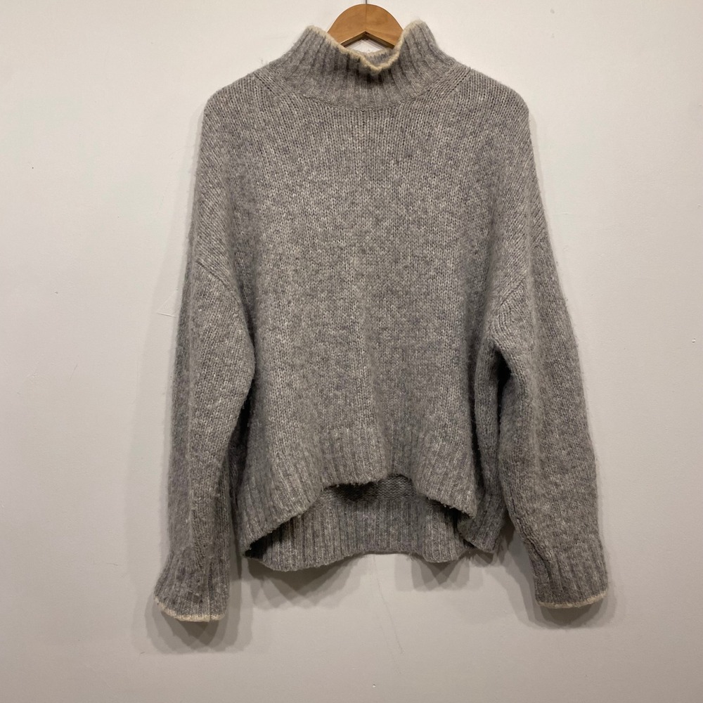 Madewell Chunky-Knit Alpaca-Blend Turtleneck Sweater Grey Large